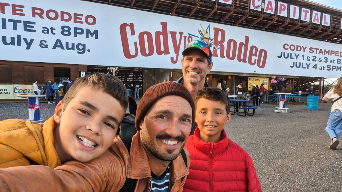 Family enjoying the Cody Stampede Rodeo.