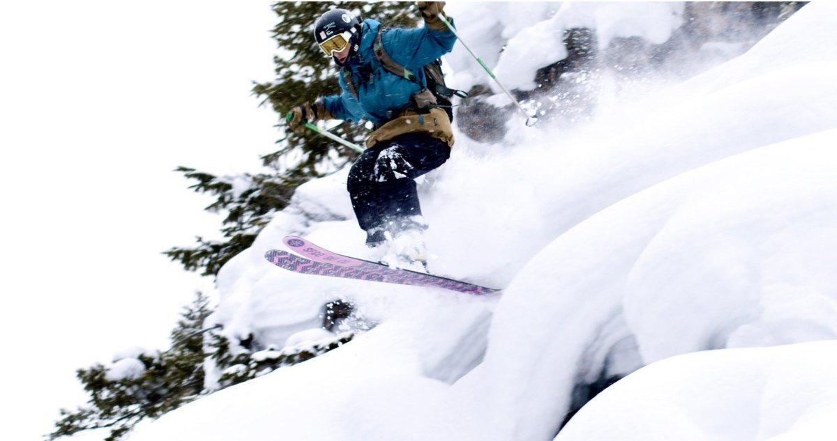Skier jumping on the slopes.
