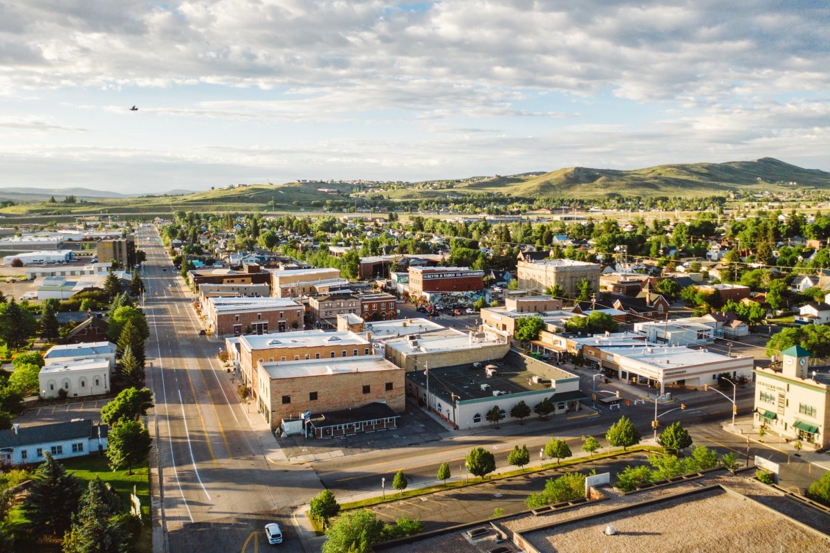 Aerial view of downtown Evanston
