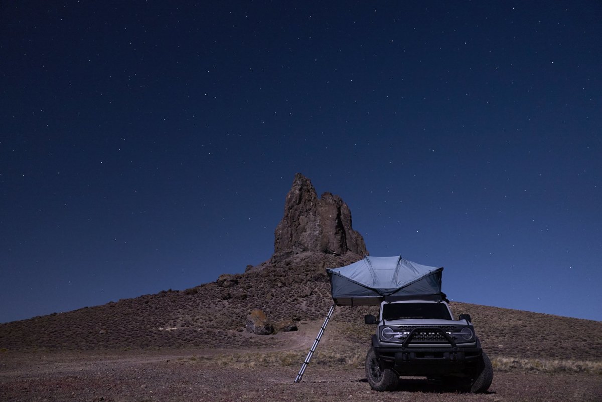 Camping at Boars Tusk of the Red Dessert in Sweetwater County