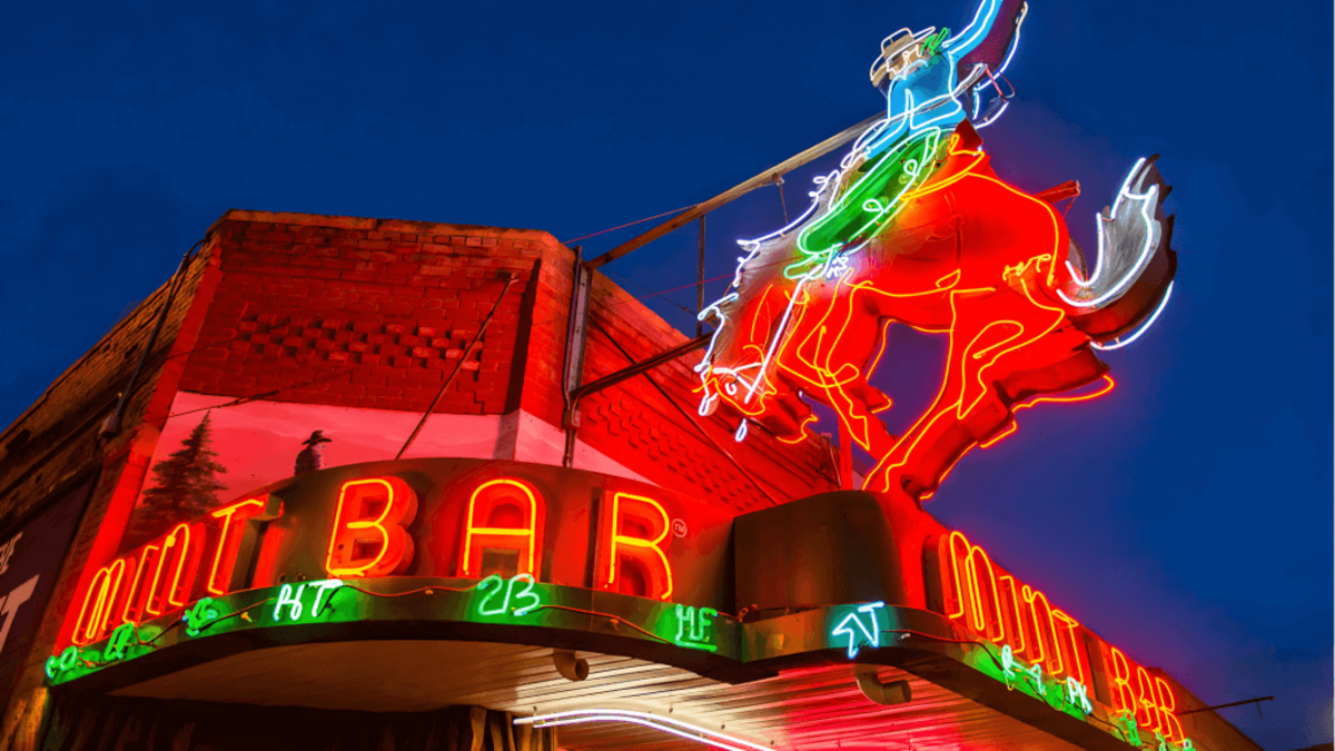 The Mint Bar, an iconic thing to do in the style of a cowboy bar in Sheridan, Wyoming.