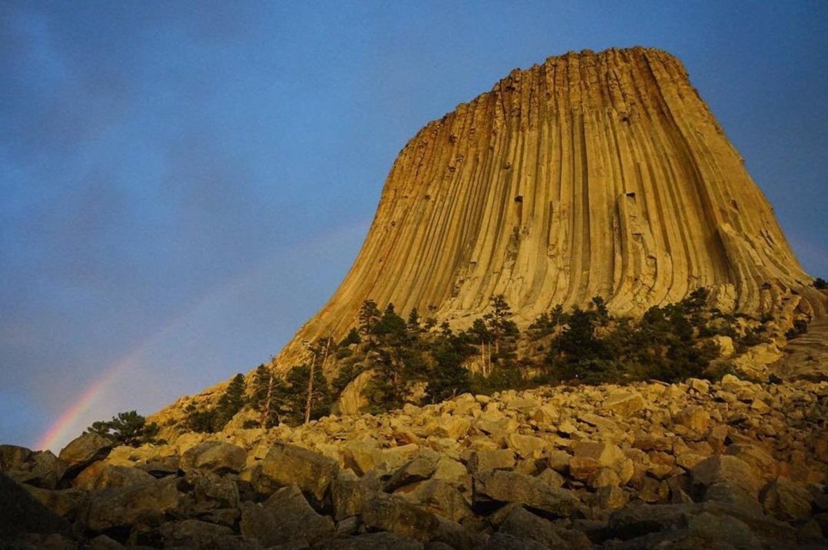 Rainbow behind Devil's Tower