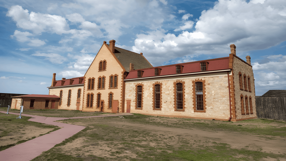 An outside view of the Wyoming Territorial Prison.