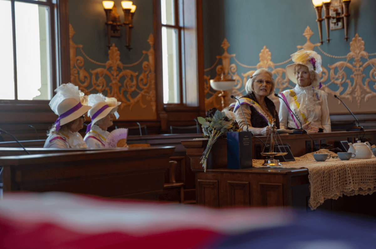Women reenacting the Suffragettes in Wyoming.