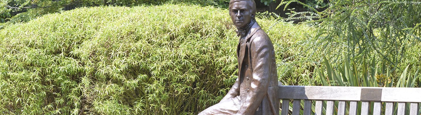 A specially commissioned bronze of Charles Darwin as a student aged 22 forms the centre piece of a memorial garden
