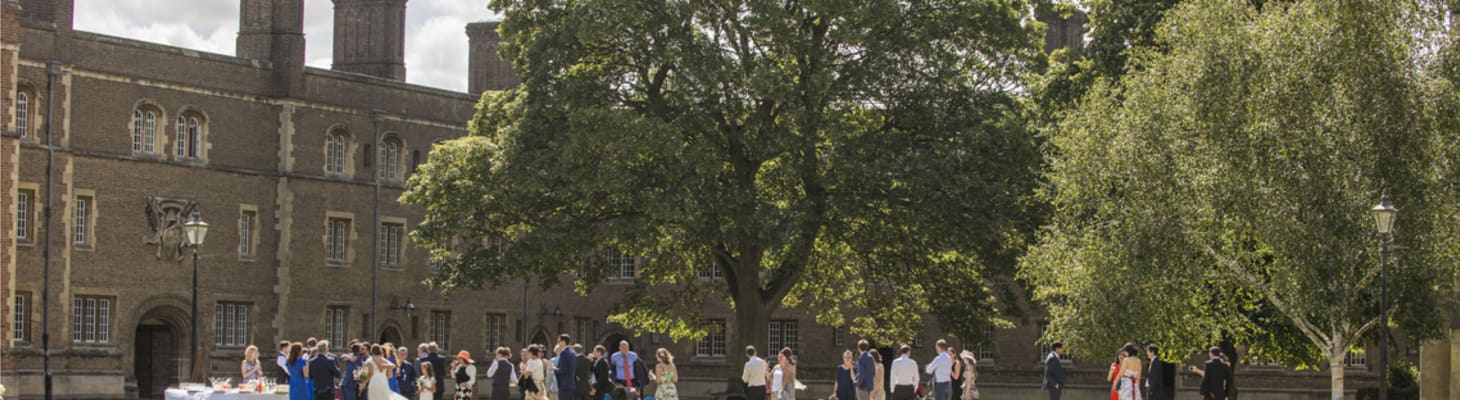 Jesus College grounds during a wedding