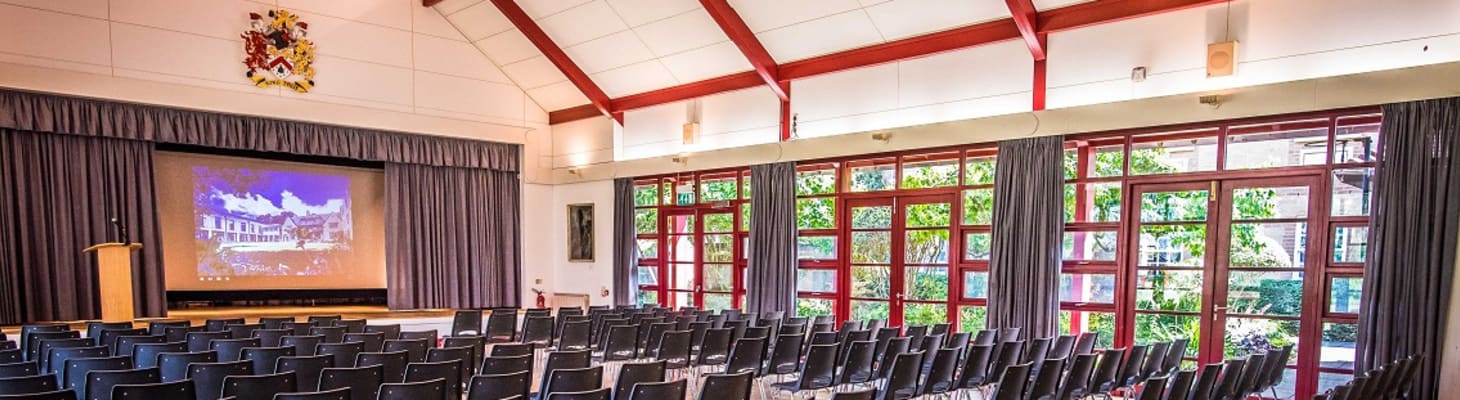 Lee Hall laid out in theatre style, ideal for presentations and workshops.