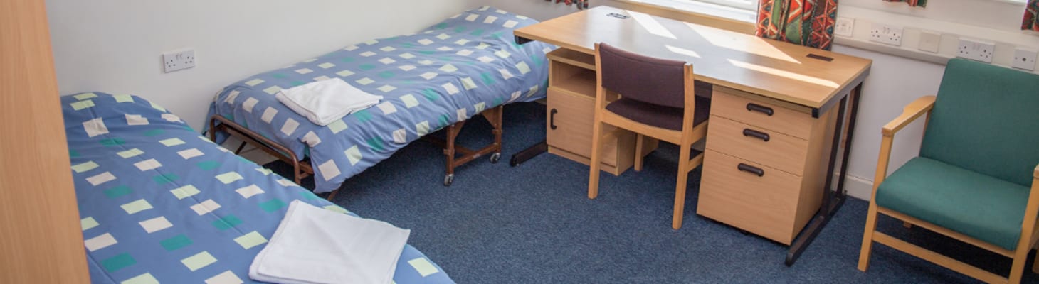 Twin bedroom accommodation at St Edmund's college in Cambridgeshire