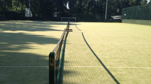 Floodlit all-weather astroturf, suitable for outside team building activities.