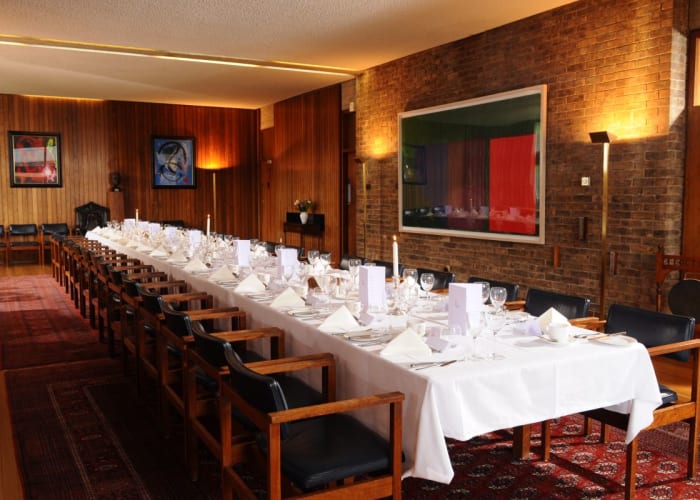 Natural daylight and contemporary art decoration set against a traditional dining room setting makes The Fellows' Dining Room an ideal dining room accommodating between 18 - 60 guests.