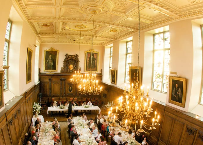 Located at our 17th Century Old Court site, the Great Hall can seat up to 142 diners. Our price for a 3 course dinner with coffee is Â£39.10+VAT or for 4 courses is Â£48.90+VAT.