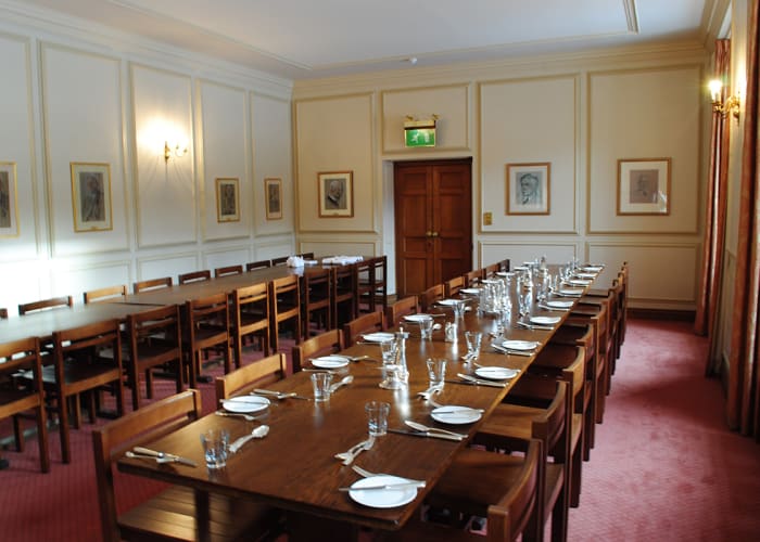 Located at our 17th Century Old Court site, the Small Hall is perfect for intimate dinners seating up to 44 diners. Our price for a 3 course dinner with coffee is Â£39.10+VAT or for 4 courses is Â£48.90+VAT.