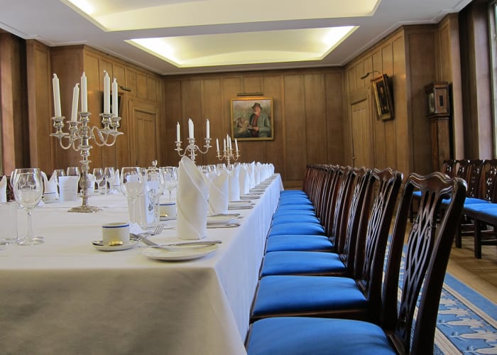 The New Combination Room has wood-panelled walls, which bear the portraits of ex-Masters of the College and is the perfect setting for private dining.