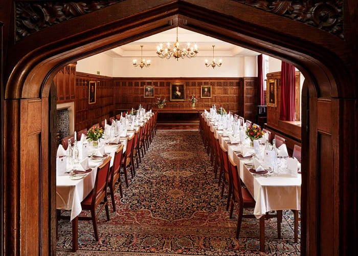 Dating back to the 17th century, the Senior Combination Room is the former dining hall of St Catharine's, and today provides an intimate setting for medium-sized dining and receptions, with stunning views over the College's Main Court.