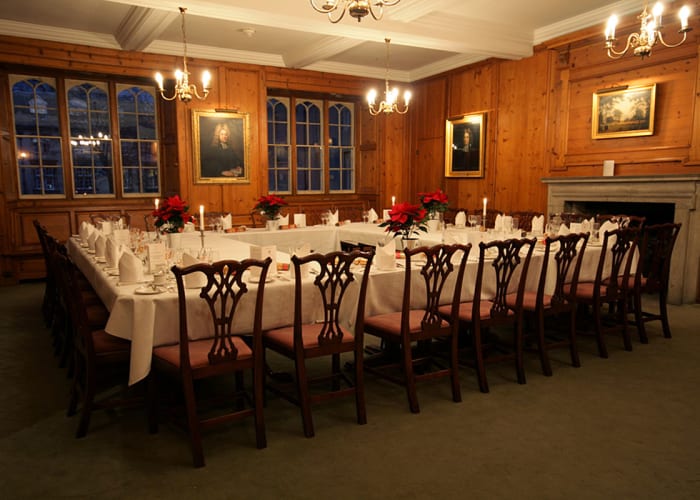 A delightful room, panelled with pine, giving the room a warm, rich feel. It is an ideal setting for formal dinners for the smaller conference, seating up to thirty six delegates. It can also be used for a buffet/reception for up to fifty five delegates. Adjoining this room there are doors that open onto the Minstrels' Gallery where guests can view the Hall below, when not in use.