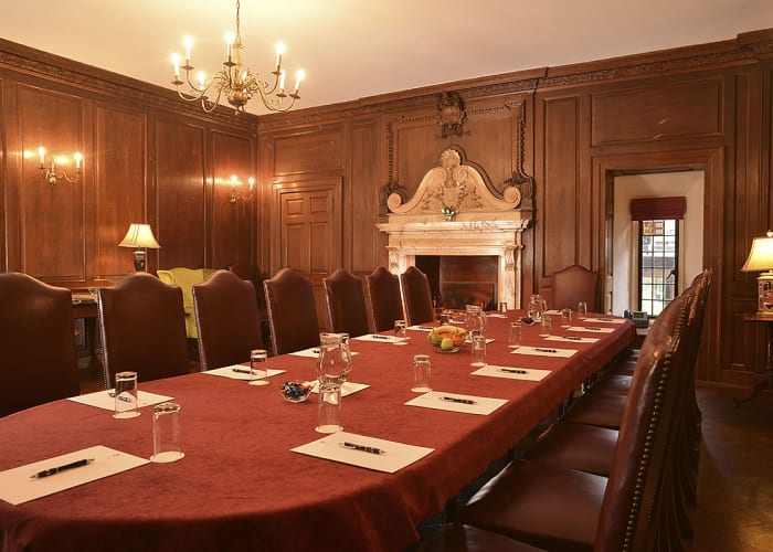 The Chetwode Room includes historic features and wood-pannelled walls creating a charming setting for meetings or dinner.