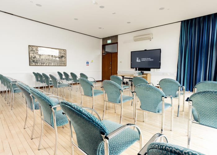 On the first floor of the main College building, with views of the College lawn to one aspect and the extensive playing fields to the other, this light, bright space is equipped with an AV wall to ensure that presentations are seamless and trouble free.