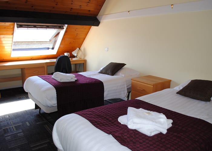 Our twin standard bedrooms are of a high quality and bathrooms are shared between 3-4 bedrooms. Our bed and breakfast rate for a twin standard room is Â£89.30+VAT.
All of these rooms have WiFi access.