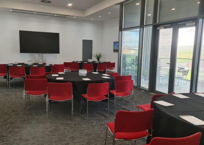 High tech meeting room that has views over runway & stunning Cambridge countryside.