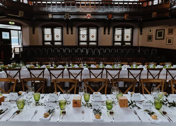 A private dinner held in the historic Debating Chamber at the Cambridge Union Society.