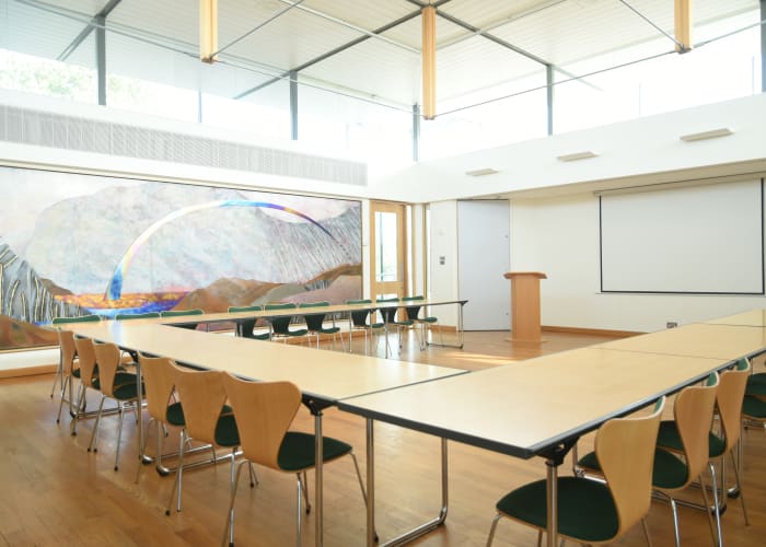The Conference Room comfortably seats up to 70 delegates and comes complete with a portable data projector and fixed screen. This flat-floored room is located on the third floor of the Kaetsu Centre and is fully air-conditioned with plenty of natural daylight.