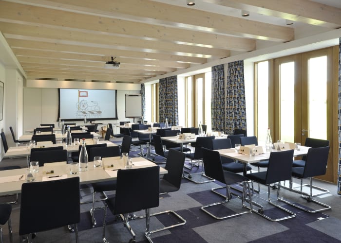 Newly built in the summer of 2016, this modern meeting room will provide theatre style seating for up to 70 and a range of other layouts. A wall of windows will open out onto a terrace suitable for receptions, the service of refreshments and catering.