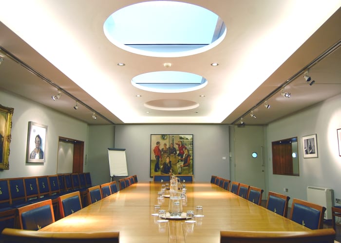 Used for important College business during term time, the Council Room is the perfect setting for meetings and presentations. Lots of natural light pours in from the large window and circular skylights.