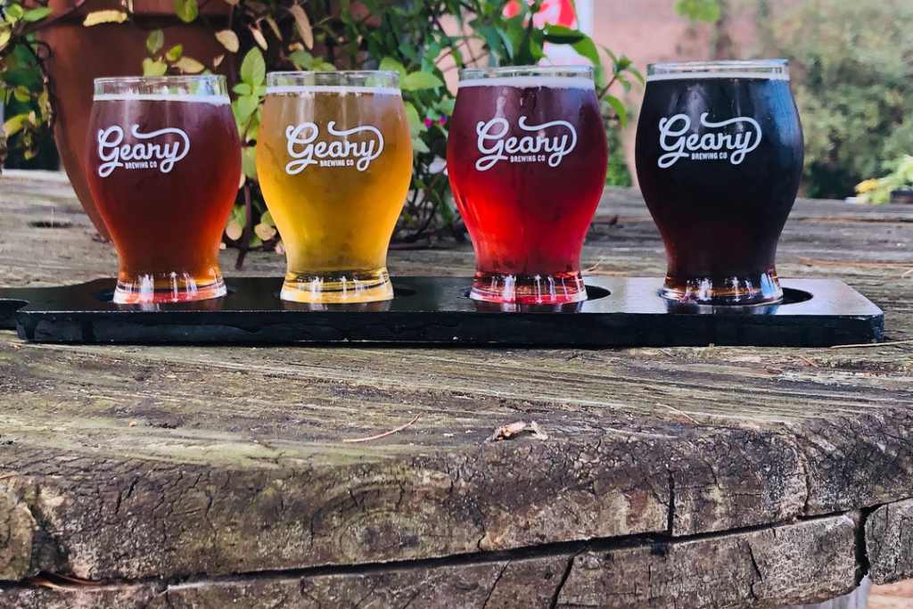 Flight of Beer. Photo Credit: Geary Brewing Company