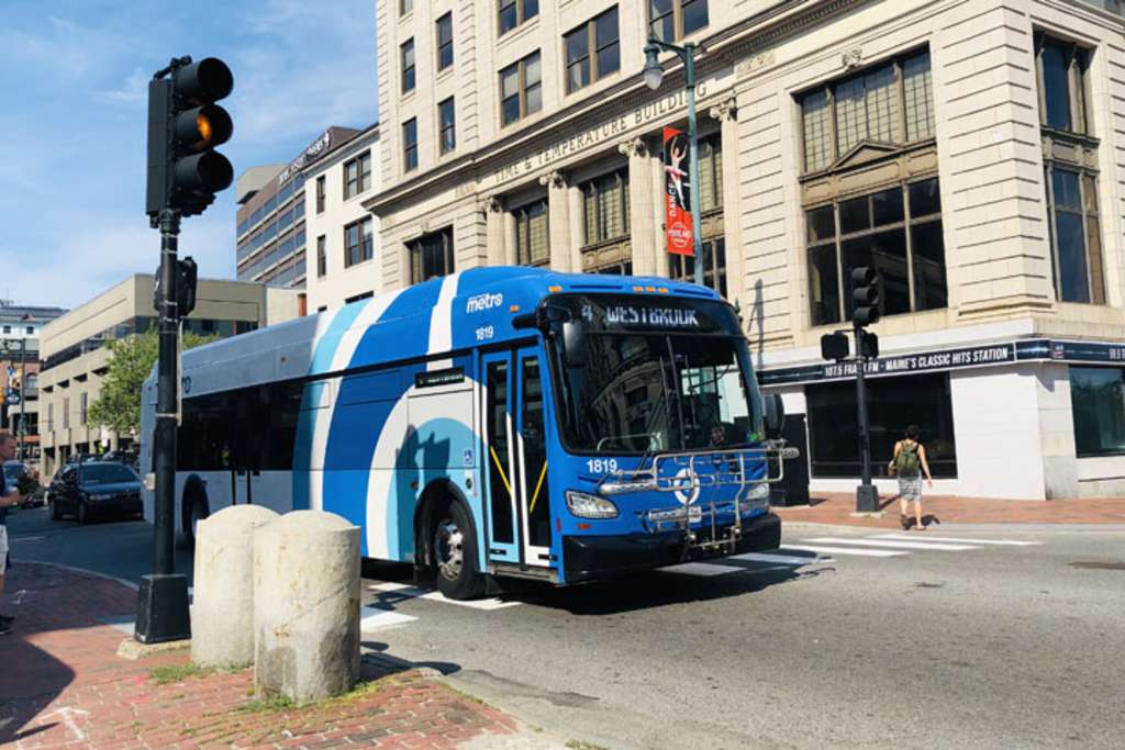 Bus on Congress Street. Photo Credit: Greater Portland METRO