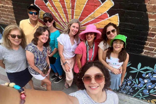 Group on a walking tour of Downtown McKinney