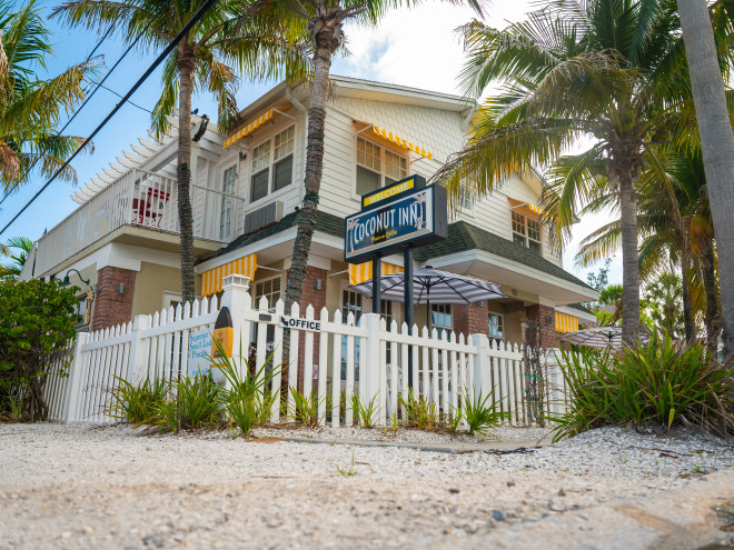 Exterior entrance to Coconut Inn office.
