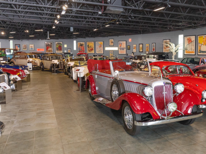 Housed in the museum galleries are many of the most innovative early approaches to aerodynamic shapes and packaging, front-wheel drive and rear engine-rear drive engineering, unibody construction, pioneering uses of materials like cast aluminum, pressed steel and more.
