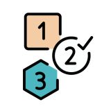 Illustration for quizzes games featuring the numbers 1, 2, and 3 each inside a shape.