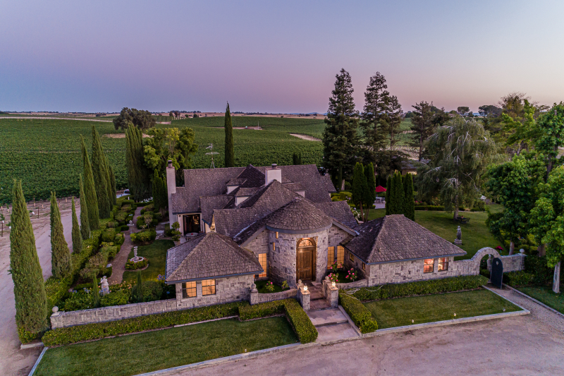Chateau Robles Aerial View during sunset