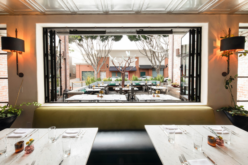 Inside Granada Hotel Bistro looking out to patio