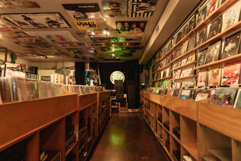 Interior with racks of records at Traffic Records in Atascadero