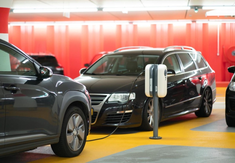 Electric cars being charged
