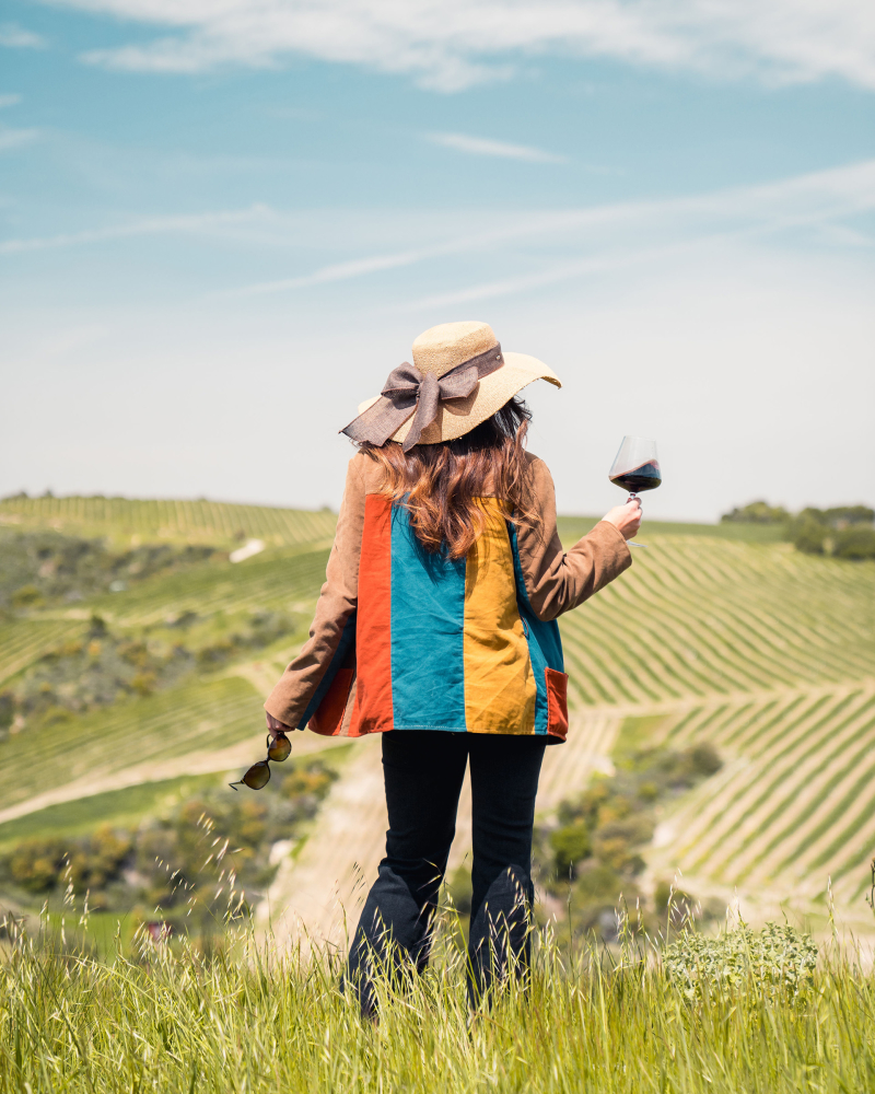 girl overlooking the vineyards at Daou Winery