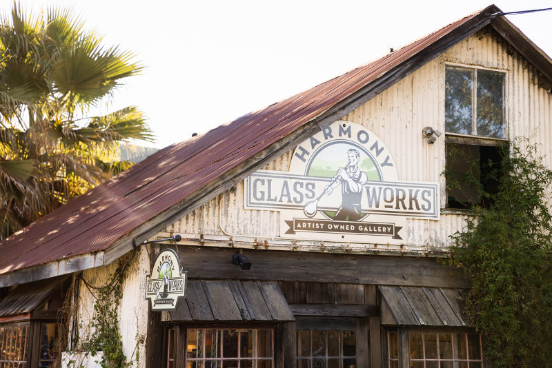 Exterior of old harmony glassworks building