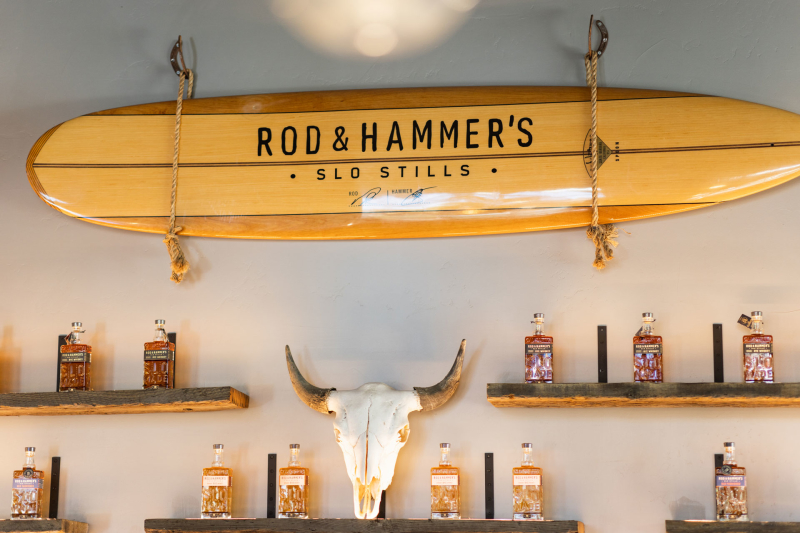 Rod & Hammer - Slo Stills Surfboard and whiskey tasting room decor