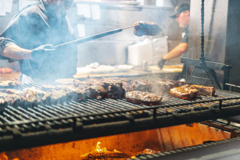 Jocko's Steakhouse barbecue grill with meat