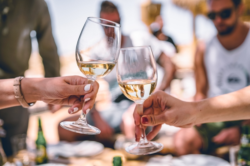 Group of friends and wine glasses