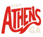 Visit Athens Logo Reversed Vintage White and Red square