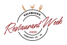 The Kalamazoo Restaurant Week highlights the dates of the event along with "Restaurant Week" written in red cursive. The logo itself looks like a dinner plate.