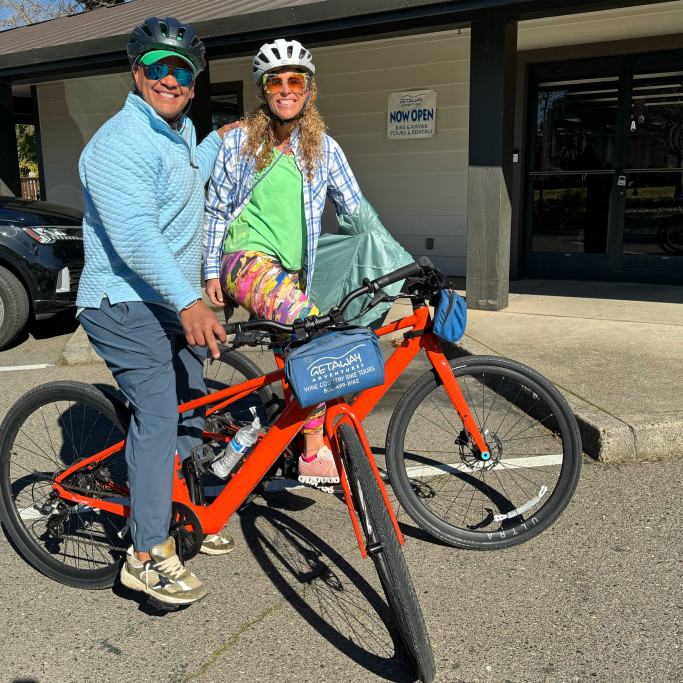 Happy Couple Renting Bikes