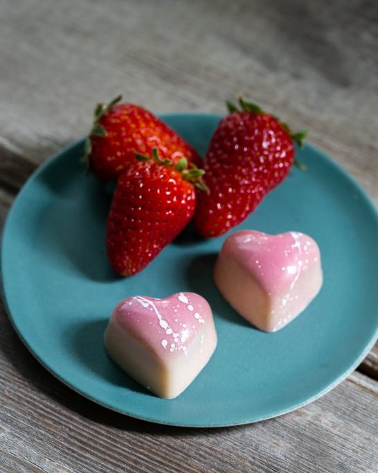 Fleur Sauvage Chocolate Bonbons, Valentines Day Gift, Valentine, Strawberry and Rosewater Ganache