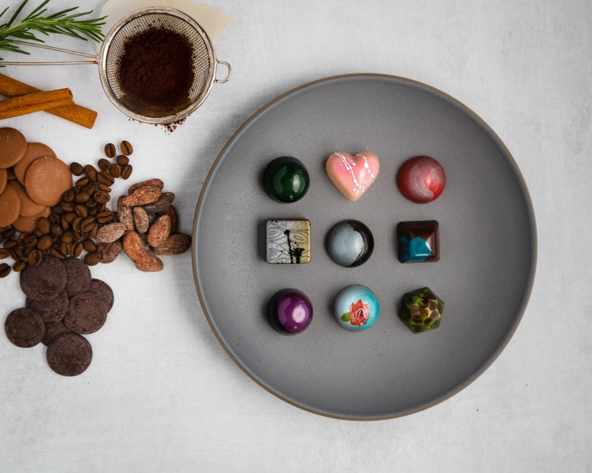 Fleur Sauvage Chocolates Bonbons, Artisan Candies, European Style Bonbons, French, Chocolate Dessert
