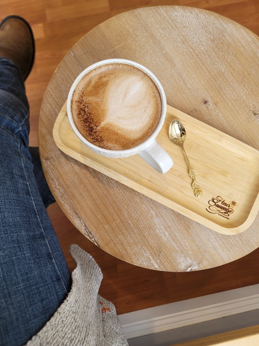 Coffee Time at Fleur Sauvage Chocolates! Relax in our beautiful shop or garden seating