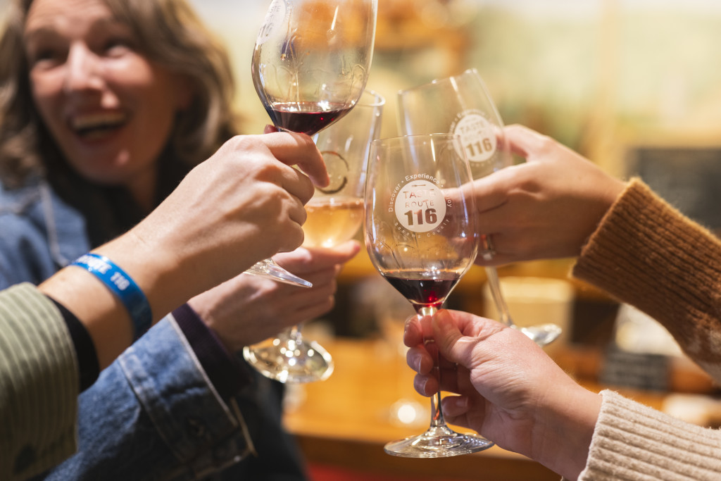 Cheers! - Cheers to a great time wine tasting along The Route with friends! winery pictured: Harvest Moon Estate & Winery