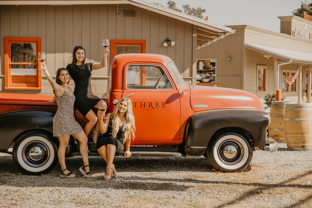 Friends of TFG hanging out on the winery truck while enjoying some Pinot.